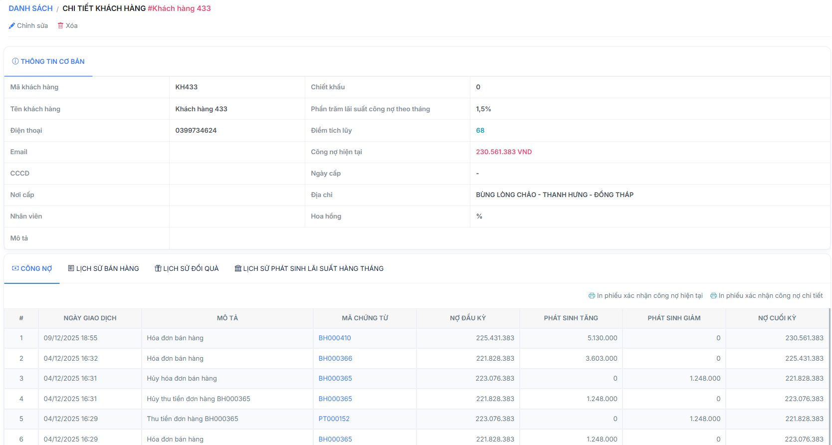 Chi tiết khách hàng